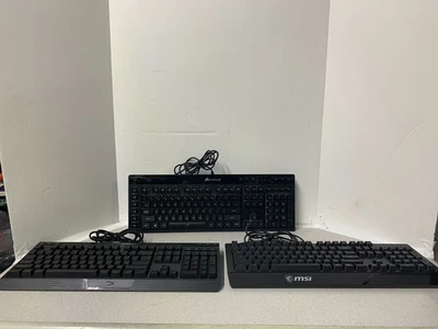 **Lote de 3 teclados retroiluminados para juegos Corsair-Hyper-Vigor con cable Foto 1 de 4