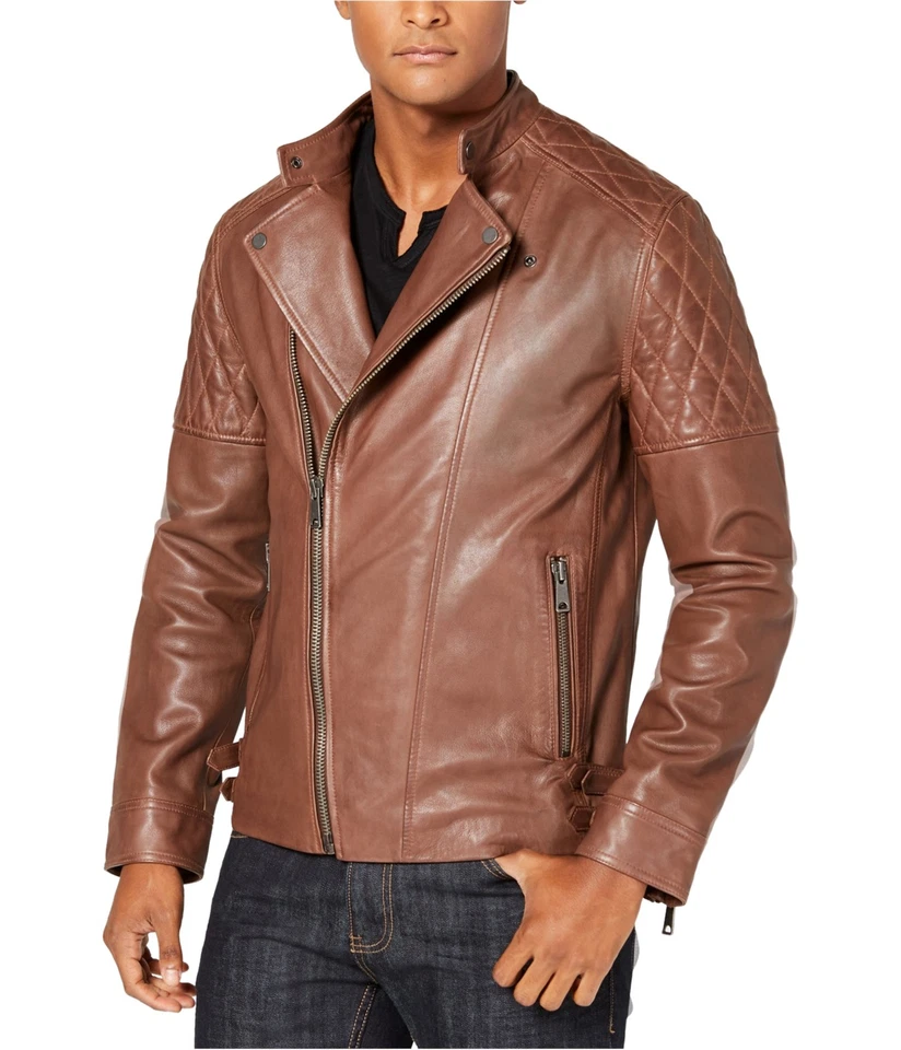 I.N.C Mens Harrison Motorcycle Jacket, Brown, XX-Large - Image 1 of 1