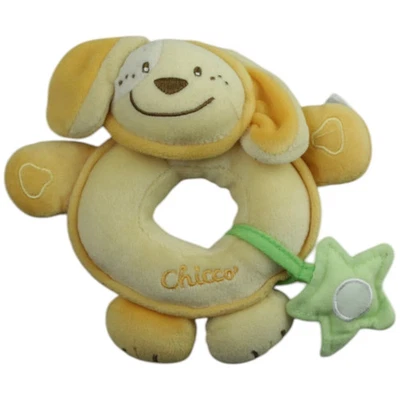 Chicco Süßer Hund mit Stern, gelb Greifling mit Rassel 15cm Gebraucht Hund - Bild 1 von 2