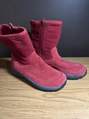 LL Bean Boots Mujer Talla 8.5 Rojo Gamuza Cremallera Lateral 05445 Foto 1 de 4