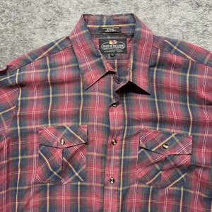 Vintage Fruit of the Loom Shirt Mens Large Red Plaid Permanent Press Casual 70s - Picture 1 of 11