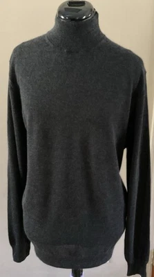 Neiman Marcus Mens Cashmere Silk Dark Grey Sweater Mock Neck Long Sleeve Size XL - Image 1 of 4
