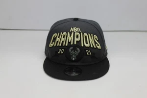 New Era Milwaukee Bucks 2021 NBA Champions 9FIFTY Snapback Hat Cap Gray Black - Picture 1 of 14