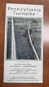 Vintage 1946 Pennsylvania Turnpike Map Brochure Fare Schedule PA Penna - Picture 1 of 6