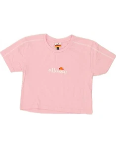 ELLESSE Womens Crop Graphic T-Shirt Top UK 6 XS Pink Cotton BL12 - Picture 1 of 3