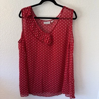 Blusa Camisa 22/24 Avenue Roja Blanca Lunares Sin Mangas Top Concha Ligera Foto 1 de 4