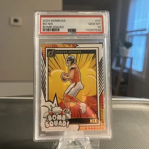 2024 Panini Donruss Bo Nix Bomb Squad Rookie RC #27 Gem Mint PSA 10 - Picture 1 of 2