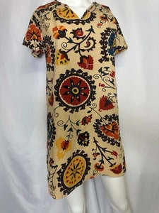 Abito manica corta Emery Rose marrone chiaro floreale 100% cotone *TG. M - Foto 1 di 2