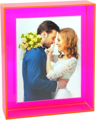 Marco de fotos acrílico 5X7 para pared y mesa marco de fotos flotante de neón con D Foto 1 de 4