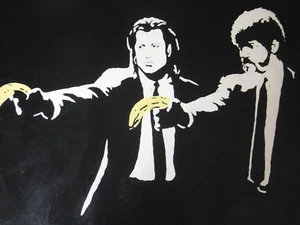 Pintura al óleo Banksy Pulp Fiction tributo 30x20 pulgadas. - Imagen 1 de 1