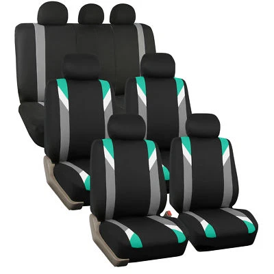 Juego de 3 filas de fundas de asiento de auto SUV negras modernistas premium como nuevas Foto 1 de 4