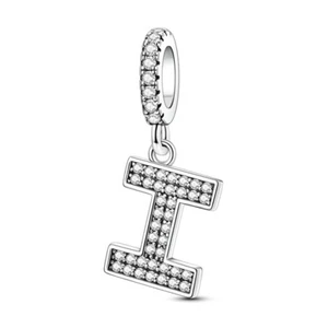 MULA Funkelnder Buchstabe I Charm CZ Fit Damen Armband Halskette 925 Sterling Silber - Bild 1 von 6