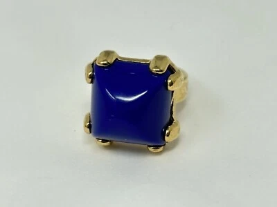 Vintage Goldtone Marc by Marc Jacobs Blue Square Acrylic Inset Size 5.75 Ring - Image 1 of 4