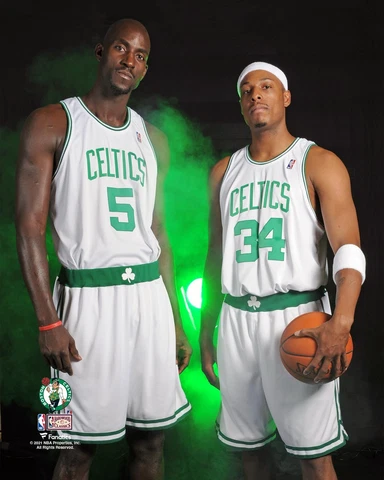Kevin Garnett Boston Celtics Unsigned 08 Media Day Portrait w Paul Pierce Photo Cover