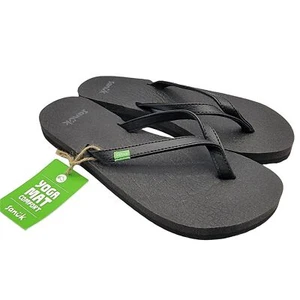 Sanuk Yoga Spree 4 Yoga Mat Comfort Womens 5 Black Flip Flop Sandals - 1015914 - Picture 1 of 10