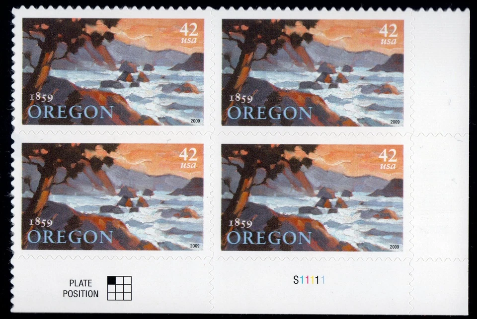 Scott #4376 — 42¢ Oregon Pacific Coast Plate Block of 4 Stamps - MNH - Image 1 of 1
