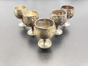 Vintage Small Brass Drinking Shot Cup Goblet Pack of 5 - Picture 1 of 16