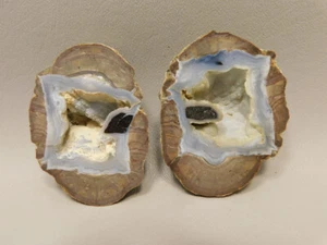 Dugway Thunderegg Pair Polished Rock Geode Blue Agate #O3PR - Picture 1 of 7