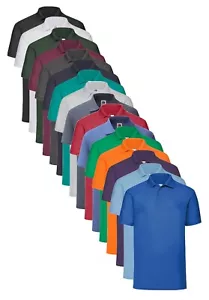Fruit of the Loom 65/35 Polycotton Mens Polo Sports Workwear Shirt No Logo S-5XL - Picture 1 of 18