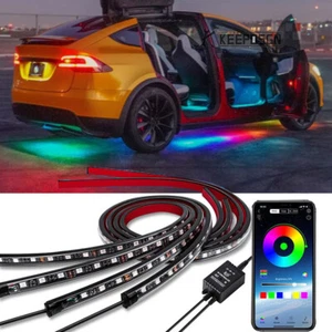 6Pcs Car Underglow Strip Lamp Flowing LED RGB Neon Light For Tesla Model 3 Sedan - Picture 1 of 16