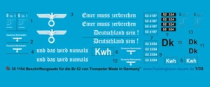 Peddinghaus-Decals 1/35 1104 Légende pour Br 52 Trompettiste - Photo 1 sur 1