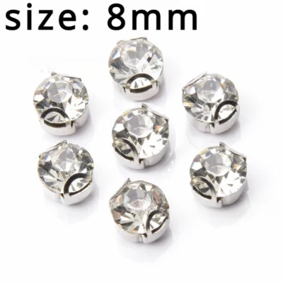 100pcs Glass Crystal Beads Glitter Sew on Craft Material for Shoes Jewellery DIY - Image 1 of 4