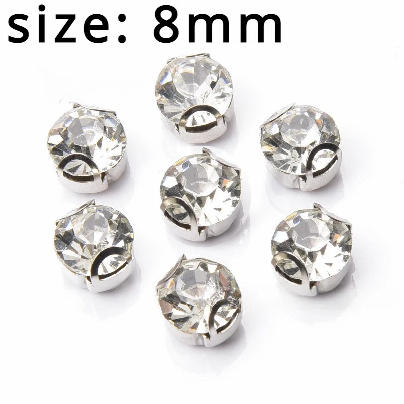 100pcs Glass Crystal Beads Glitter Sew on Craft Material for Shoes Jewellery DIY - Image 1 of 4