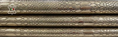 METALLIC PLATINUM SNAKE TEXTURED Print ON Thick Goat leather 4+sqf 1.2mm C1859 - Image 1 of 4