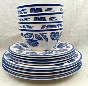 VAJILLA MARTHA STEWART FLORAL MELAMINA - AZUL OSCURO 12 PIEZAS - Imagen 1 de 8