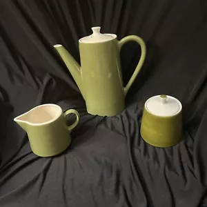 MCM 60s MOD Olive Green Tea/Coffeepot- Sugar And Creamer Set- Read - Picture 1 of 18