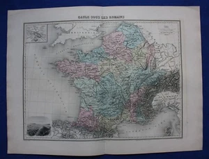 Original antique map ANCIENT FRANCE, GAUL UNDER THE ROMANS, Migeon, 1891 - Picture 1 of 4
