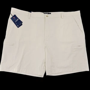 CHAPS Big & Tall Mens Cargo Shorts Golf Performance Stone UPF 50+ Stretch Sz 50B - Picture 1 of 8