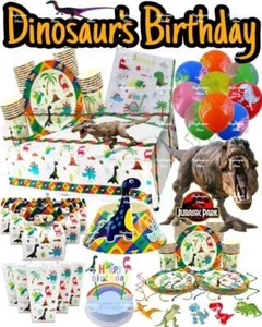 Dinosaur Birthday Party Supplies Tableware Set Children Kid Decorations Balloons - Picture 1 of 34