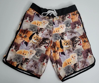 Bioworld Mens Size M Cats Kittens Swim Surf Shorts Mesh Lined Trunks Drawstring - Image 1 of 4