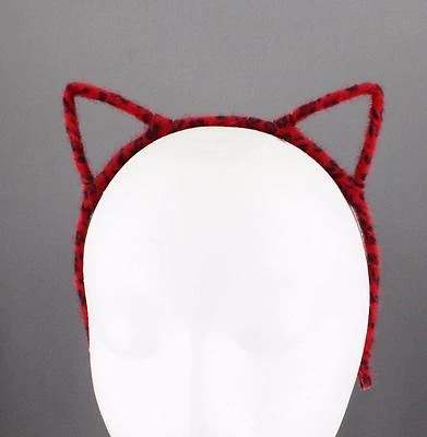 Diadema orejas de gato guepardo rojo gatito peludo banda para el pelo cosplay gatos oreja leopardo Foto 1 de 4
