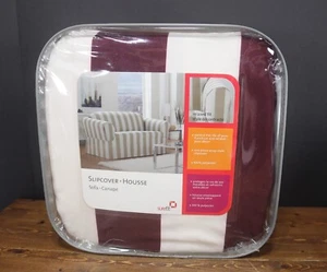 Surefit SOFA Slipcover / Slip Cover Cabana Boysenberry, Wide Stripe, NEW, Sealed - Picture 1 of 5