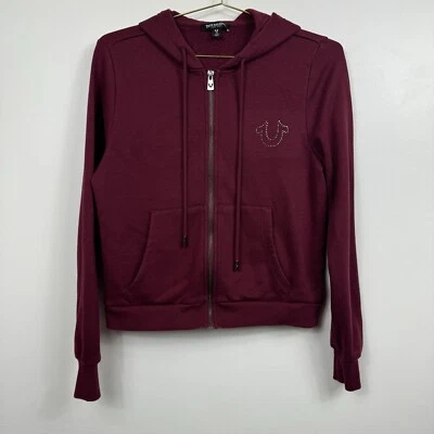 True Religion sweatshirt red Burgundy ALUMNI Classic full zip hoodie Large L - Image 1 of 4
