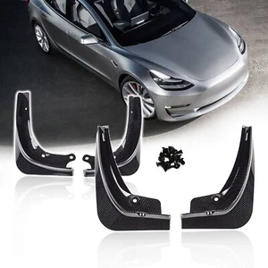 For Tesla Model 3 2017-2023 Mud Flaps Splash Guards Front & Rear (Carbon Fiber) - Foto 1 di 7