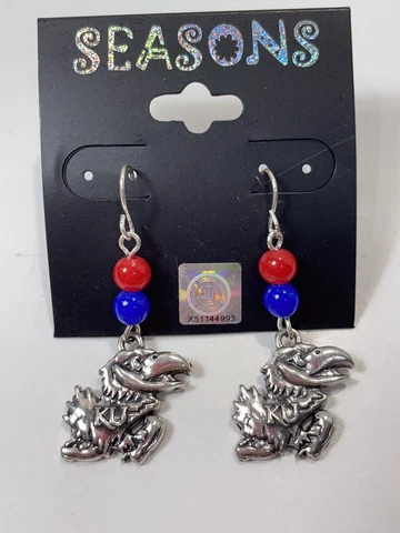 Seasons Kansas Jayhawks KU Dangle Earrings Basketball Jewelry Bling Cover