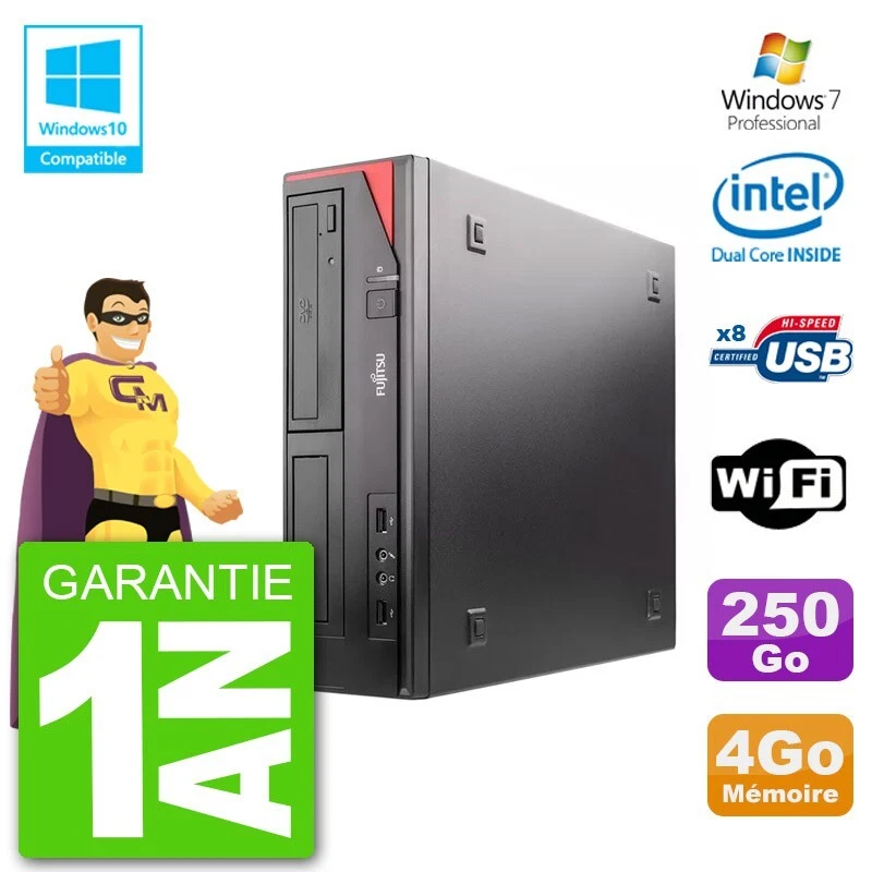 PC Fujitsu Esprimo E520 Dt G3220 RAM 4Go Disco 250Go Masterizzatore DVD Wifi W7 - Immagine 1 di 1