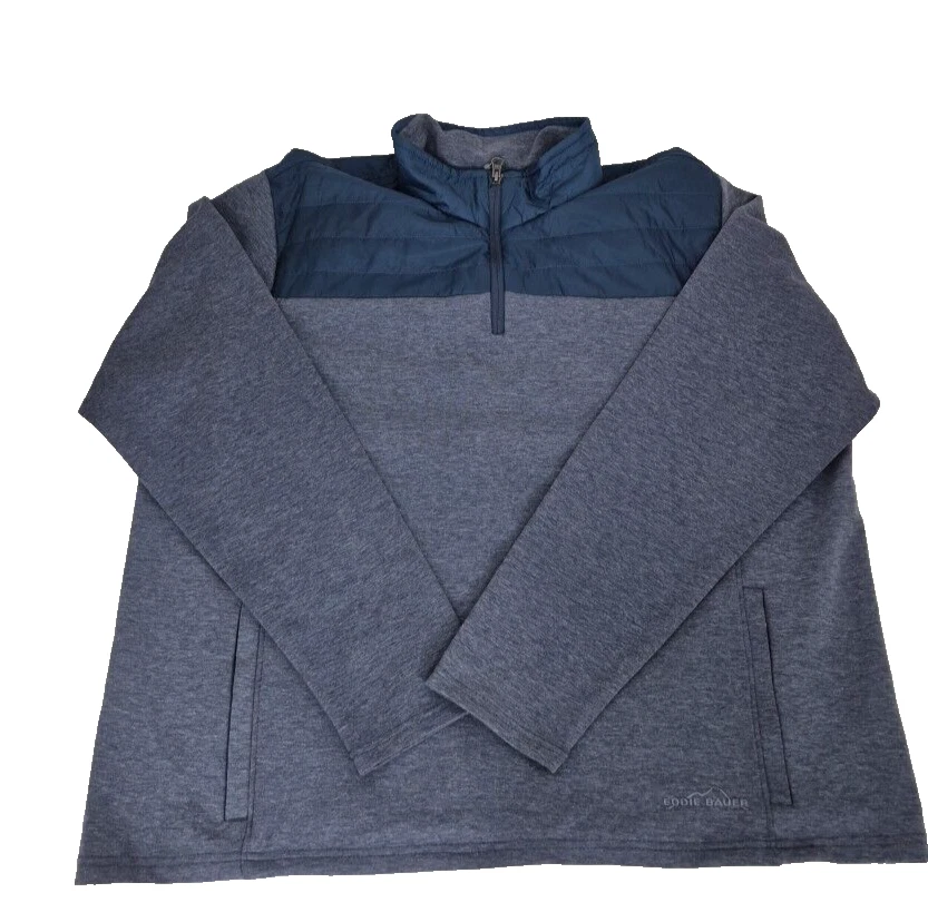 Eddie Bauer Men's Mixed Media Lightweight Pullover Shirt Blue Size 2xl XXL