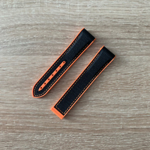 22mm Black Nylon Orange Rubber Strap Watch Band For Omega Seamaster Planet Ocean