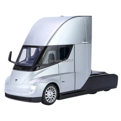 1:32 Scale Tesla Semi Truck Toy Model Car Diecast Toy Cars 2 Doors Open Silver - Image 1 of 4