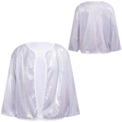 Niños Niñas Cárdigan Brillante Encogerse de hombros Prendas exteriores suaves Chaqueta Brillante Disfraz de Halloween Foto 1 de 2