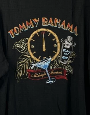 Tommy Bahama Mens XL 100%  Silk SS Embroidered Midnight Martini Shirt Black NWT - Image 1 of 4