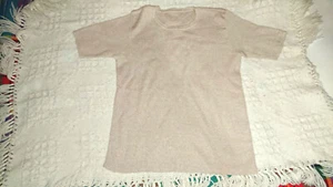 beige Maglia maglietta maniche corte usata donna cotone t-shirt - Picture 1 of 1