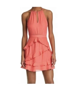 NWT Parker Size 0 Womens Pixie Ruffle A-line Dress, Calypso Coral Pink Orange - Picture 1 of 8