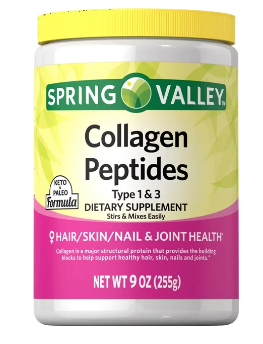 Spring Valley Collagen Peptides Powder Type 1 & 3 9oz Supports Wellness