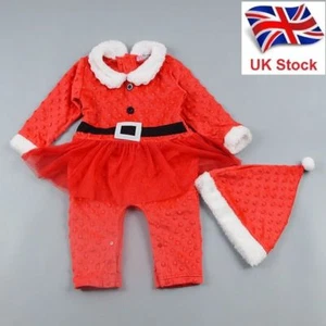 UK Verkäufer Angebot neu rot Mädchen Weihnachten Kinder Weihnachtsmann Kostüm Outfit 0-3 Jahre - Bild 1 von 6