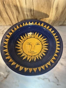 Vintage Sunflower Sun Decorative Clay Pottery Dish 16 1/4" x 4" - Picture 1 of 6